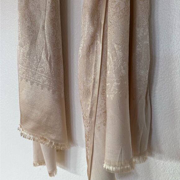 White and gold silk scarf